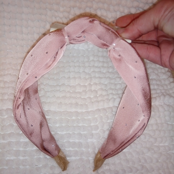 Accessories - Dusty Rose Satin Rhinestone Knotted Wide Headband